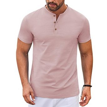 COOFANDY Mens Henley Shirts Short Sleeve Casual Stylish T Shirts Lightweight Summer Basic Tee