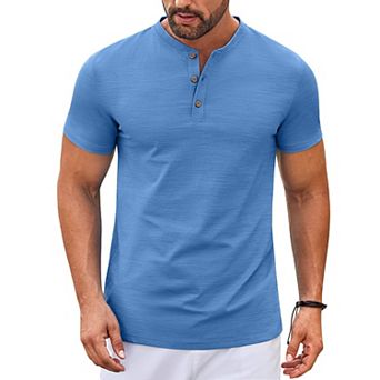 COOFANDY Mens Henley Shirts Short Sleeve Casual Stylish T Shirts Lightweight Summer Basic Tee