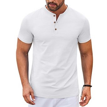 COOFANDY Mens Henley Shirts Short Sleeve Casual Stylish T Shirts Lightweight Summer Basic Tee