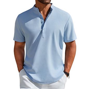 COOFANDY Men' Henley Shirt Short Sleeve Casual T-Shirt Summer Beach Hippie Henley Tee Shirt