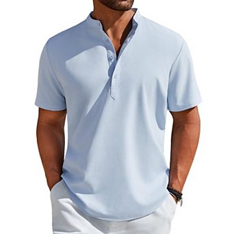 COOFANDY Men' Henley Shirt Short Sleeve Casual T-Shirt Summer Beach Hippie Henley Tee Shirt