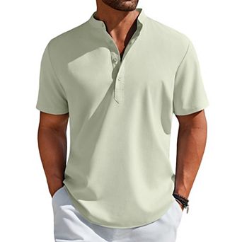 COOFANDY Men' Henley Shirt Short Sleeve Casual T-Shirt Summer Beach Hippie Henley Tee Shirt