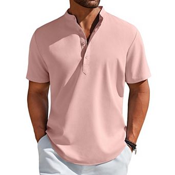 COOFANDY Men' Henley Shirt Short Sleeve Casual T-Shirt Summer Beach Hippie Henley Tee Shirt