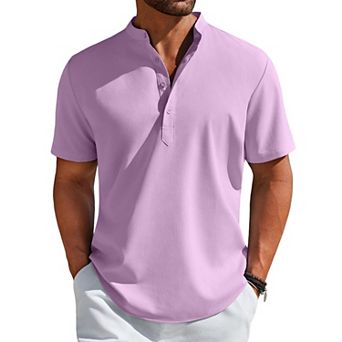 COOFANDY Men' Henley Shirt Short Sleeve Casual T-Shirt Summer Beach Hippie Henley Tee Shirt