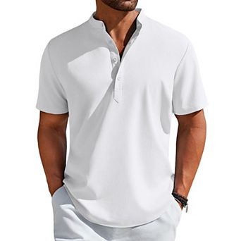 COOFANDY Men' Henley Shirt Short Sleeve Casual T-Shirt Summer Beach Hippie Henley Tee Shirt