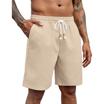 COOFANDY Linen Shorts for Men Casual Drawstring Elastic Waist Lightweight Summer Beach Shorts