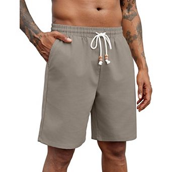 COOFANDY Men Linen Shorts Summer Drawstring Elastic Waist Casual Lightweight Beach Shorts