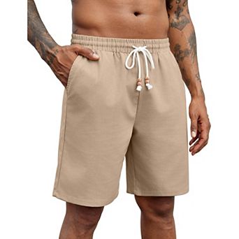 COOFANDY Linen Shorts for Men Casual Drawstring Elastic Waist Lightweight Summer Beach Shorts
