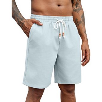 COOFANDY Men Linen Shorts Summer Drawstring Elastic Waist Casual Lightweight Beach Shorts