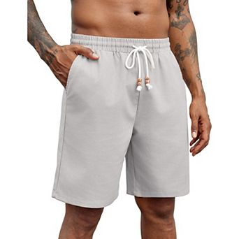 COOFANDY Linen Shorts for Men Casual Drawstring Elastic Waist Lightweight Summer Beach Shorts