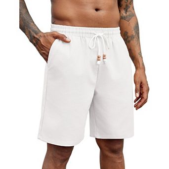 COOFANDY Men Linen Shorts Summer Drawstring Elastic Waist Casual Lightweight Beach Shorts