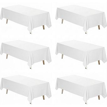 White Polyester Rectangle Tablecloth Washable Cover for Parties & Banquets