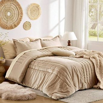 Luxury Velvet Comforter Set Striped Fluffy All Season Bedding