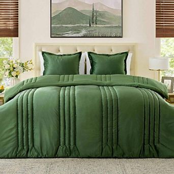 Luxury Velvet Comforter Set Striped Fluffy All Season Bedding
