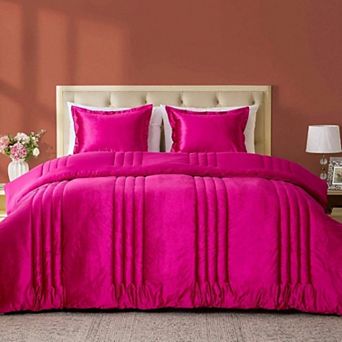 Luxury Velvet Comforter Set Striped Fluffy All Season Bedding