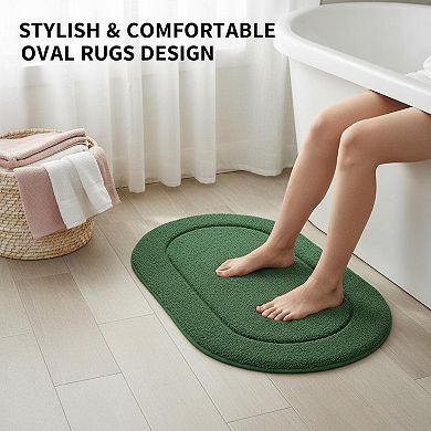 2 Piece Luxury Microfiber Bathroom Rug Set Soft Absorbent Non Slip Machine Washable
