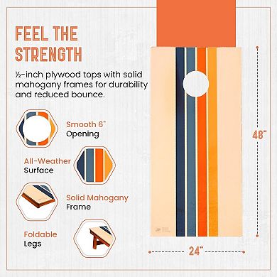 2'x4' Cornhole Board Set with Carry Case & LED Lights - Also Includes (8) Resin Filled Bags