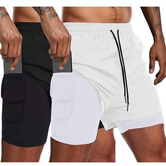 COOFANDY Men' 2 Pack Gym Workout Shorts Quick Dry 2 in 1 Bodybuilding Training Running Athletic