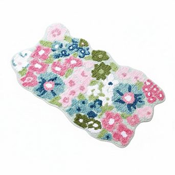 Wildflower Floral Bathroom Rug Tufted Non Slip Soft Washable Bath Mat