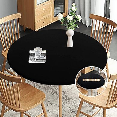 Fitted Round Tablecloth Waterproof Stain-Resistant Stretch Cover
