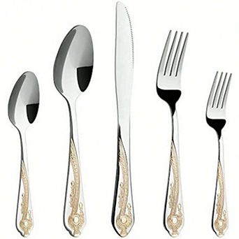 20 pc Gold-Plated Stainless Steel Flatware Set for 4 Gift Box