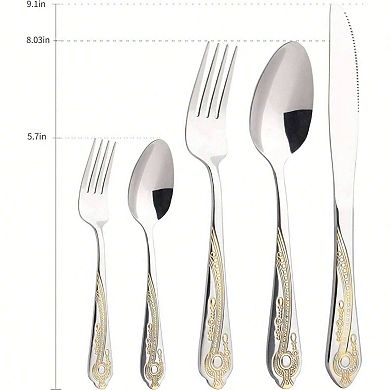20-Piece Gold-Plated Stainless Steel Flatware Set for 4 Gift Box