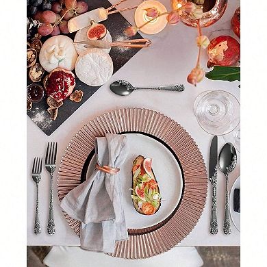 Damask Rose Stainless Steel 20pc Flatware Set Dishwasher Safe Mirror Polish