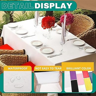 White Plastic Tablecloth, Disposable, Waterproof, Rectangle, Durable