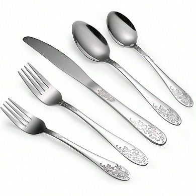 40pc Stainless Steel Flatware Set Mirror Finish Dishwasher Safe