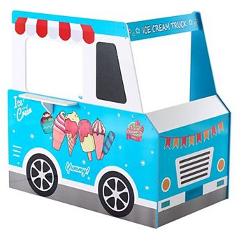 Kids Ice Cream Cart Playset with Freezer Door, Cabinets, and Accessories