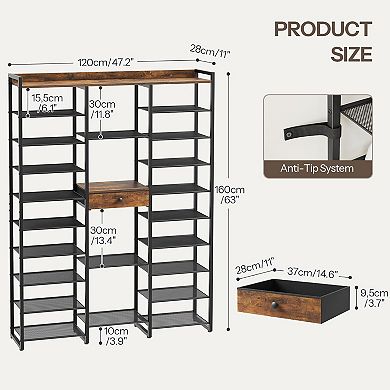 Vertical Shoe Storage Organizer with 10 Shelves for Entryway, Closet, or Garage