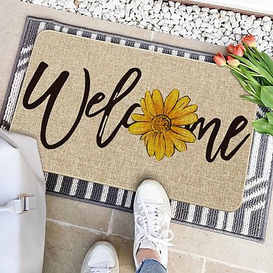 Sunflower Doormat Spring Summer Decor Low-profile Rug Indoor Outdoor 17x29
