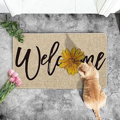 Sunflower Doormat Spring Summer Decor Low-profile Rug Indoor Outdoor 17x29
