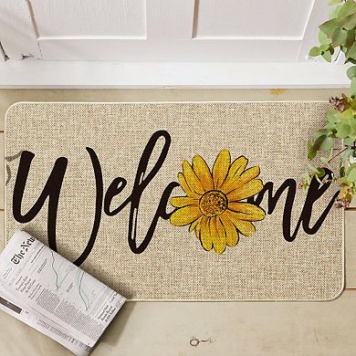Sunflower Doormat Spring Summer Decor Low-profile Rug Indoor Outdoor 17x29