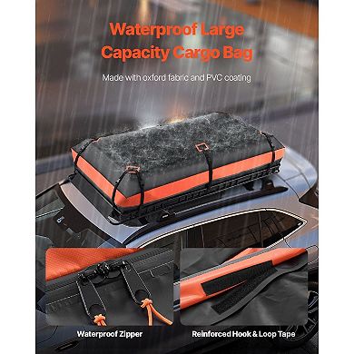 Roof Rack Cargo Basket with Net Straps and Waterproof Bag Adjustable for Most Vehicles