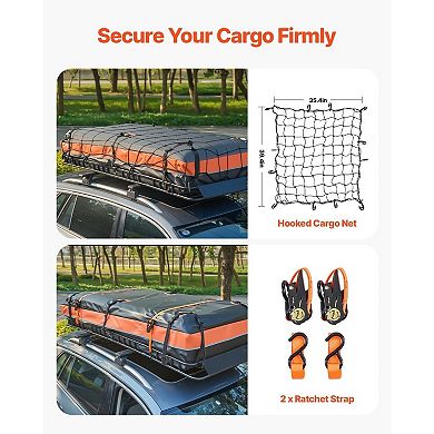 Roof Rack Cargo Basket with Net Straps and Waterproof Bag Adjustable for Most Vehicles
