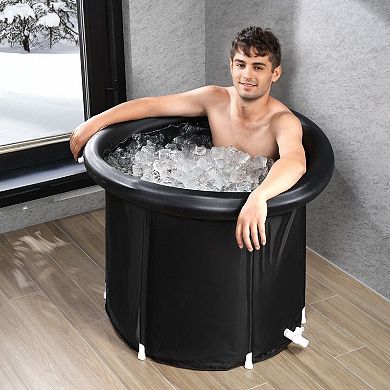 Portable Ice Bath Tub for Home, Inflatable Cold Plunge Pool with Headrest