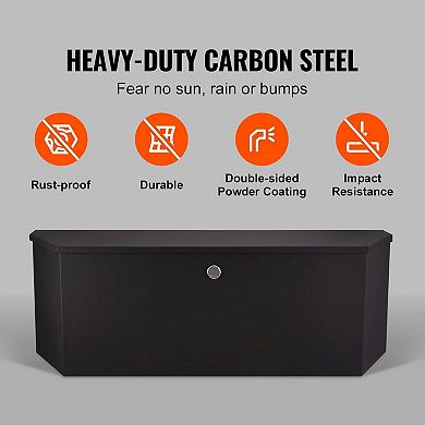 Steel Trailer Tongue Tool Box with Lock and Gas Strut for Flat Trailers