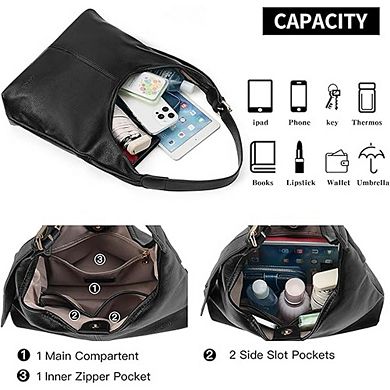 Women’s Soft Leather Hobo Shoulder Bag Tote Handbag