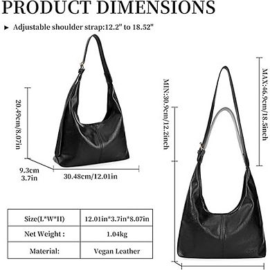 Women’s Soft Leather Hobo Shoulder Bag Tote Handbag
