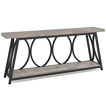 Extra Long Console Table with Storage Shelf, Industrial Entryway Hallway Sofa Table