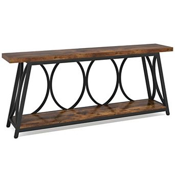 Extra Long Console Table with Storage Shelf, Industrial Entryway Hallway Sofa Table