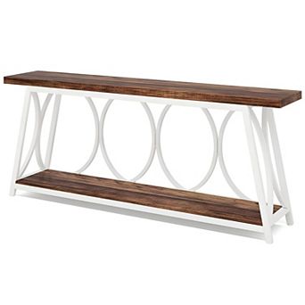 Extra Long Console Table with Storage Shelf, Industrial Entryway Hallway Sofa Table