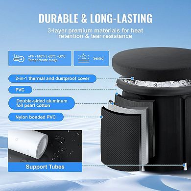 Portable Inflatable Ice Bath Tub, Cold Tub with Headrest and Carry Bag