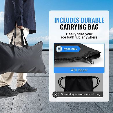 Portable Inflatable Ice Bath Tub, Cold Tub with Headrest and Carry Bag