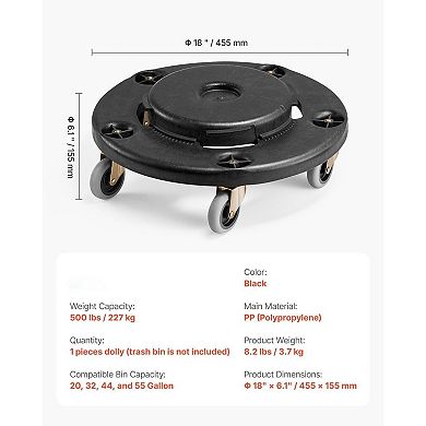 Trash Can Dolly for with Twist-Lock and Smooth Swivel Casters