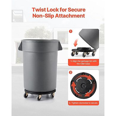 Trash Can Dolly for with Twist-Lock and Smooth Swivel Casters