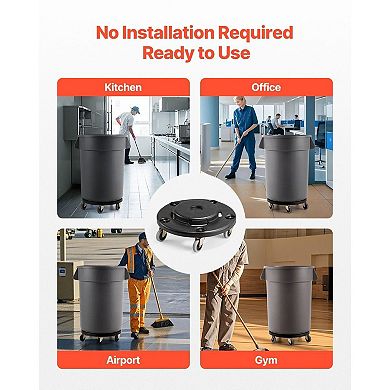 Trash Can Dolly for with Twist-Lock and Smooth Swivel Casters