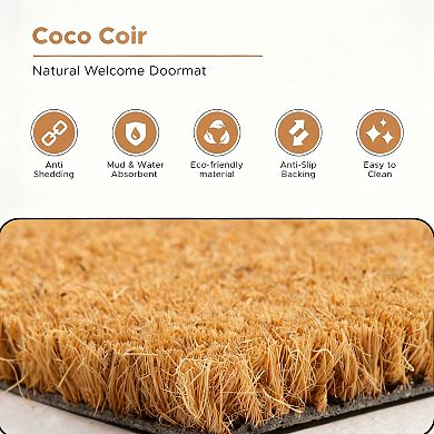 Welcome Coconut Coir Fiber Door Mat 17"x29" Heavy Duty Non-Slip Home Accessory