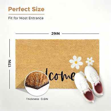 Welcome Coconut Coir Fiber Door Mat 17"x29" Heavy Duty Non-Slip Home Accessory